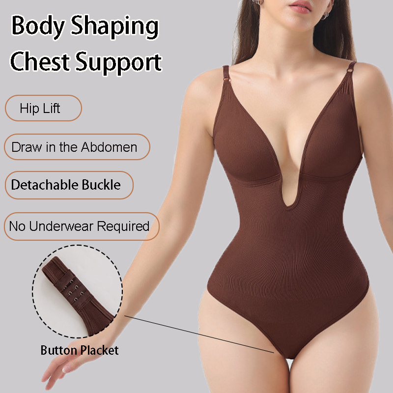 Shapewear Bodysuit Firm - Nahtloser Shapewear-Bodysuit für Damen, Rückenfrei, Tiefer
